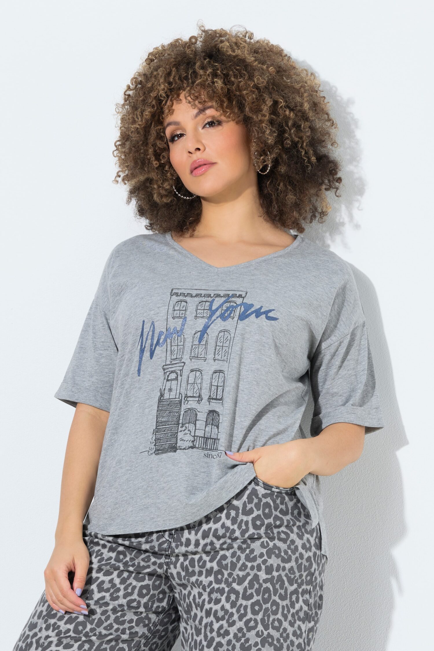Μπλούζα casual oversized με κοντά μανίκια