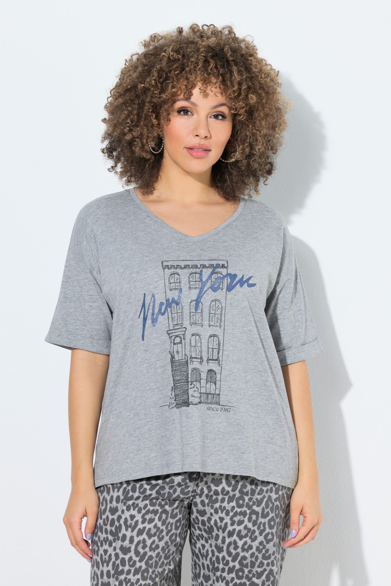 Μπλούζα casual oversized με κοντά μανίκια