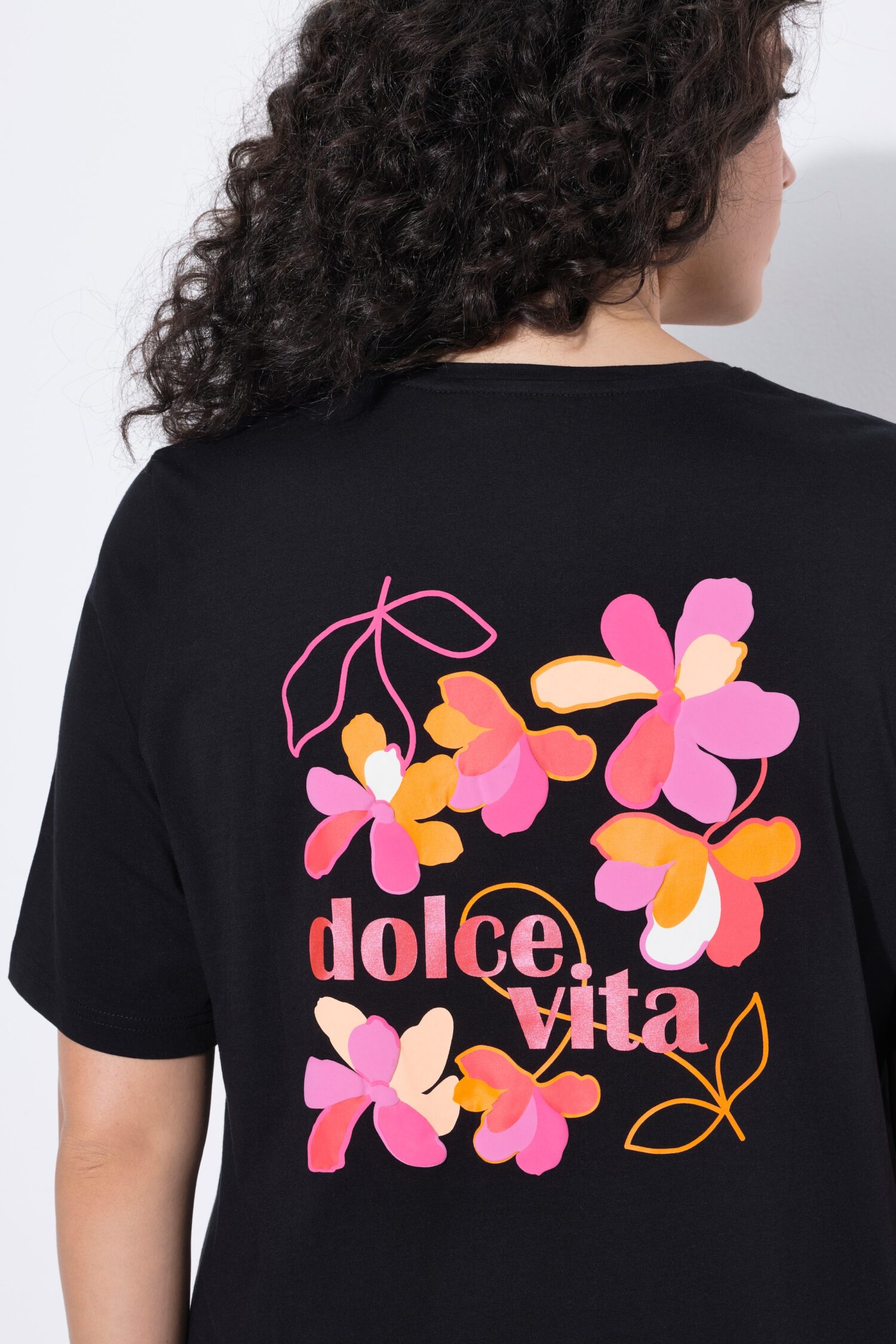 Μπλούζα "Dolce Vita" με λαιμόκοψη V και κοντά μανίκια