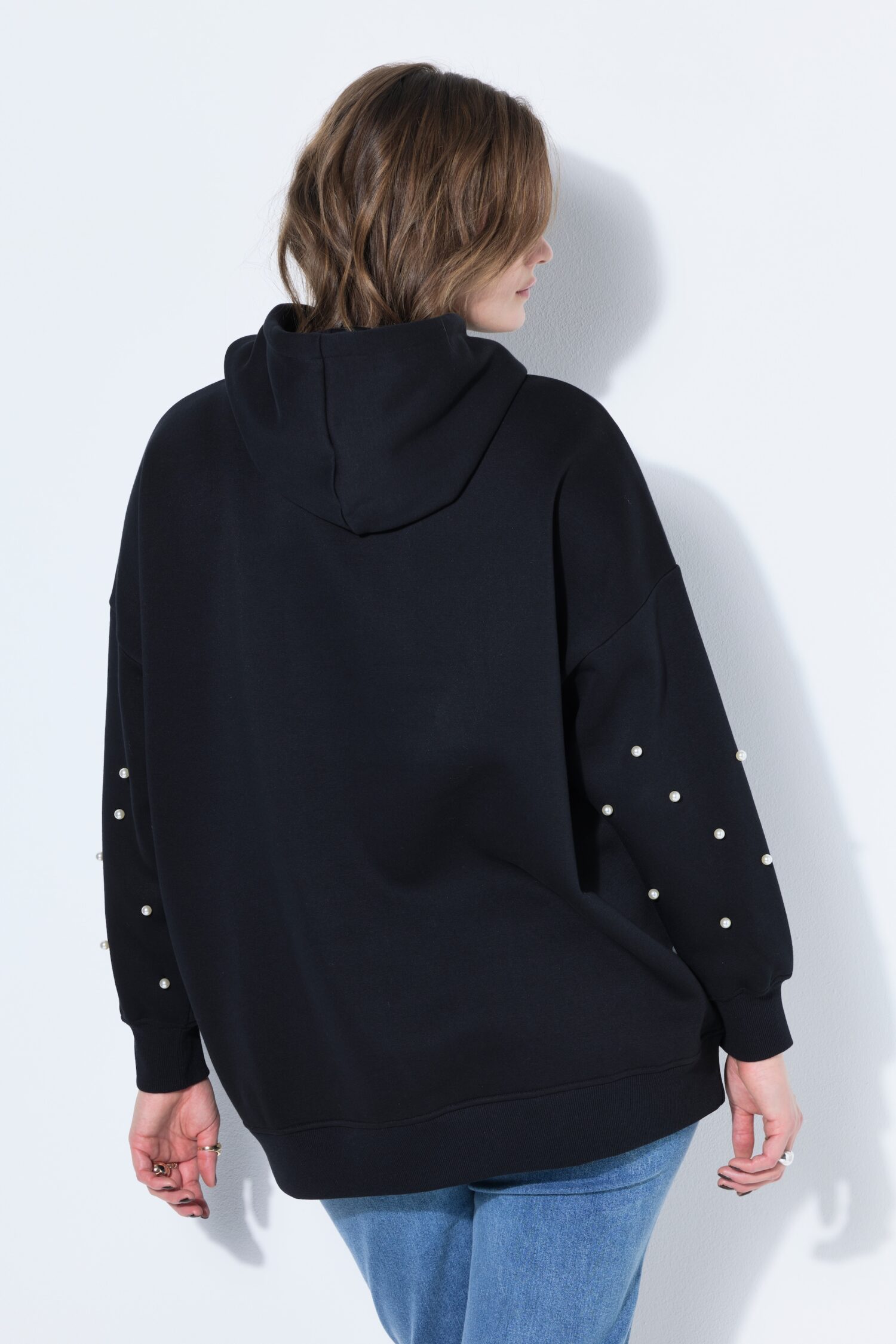 Μπλούζα φούτερ oversized με διακοσμητικές πέρλες