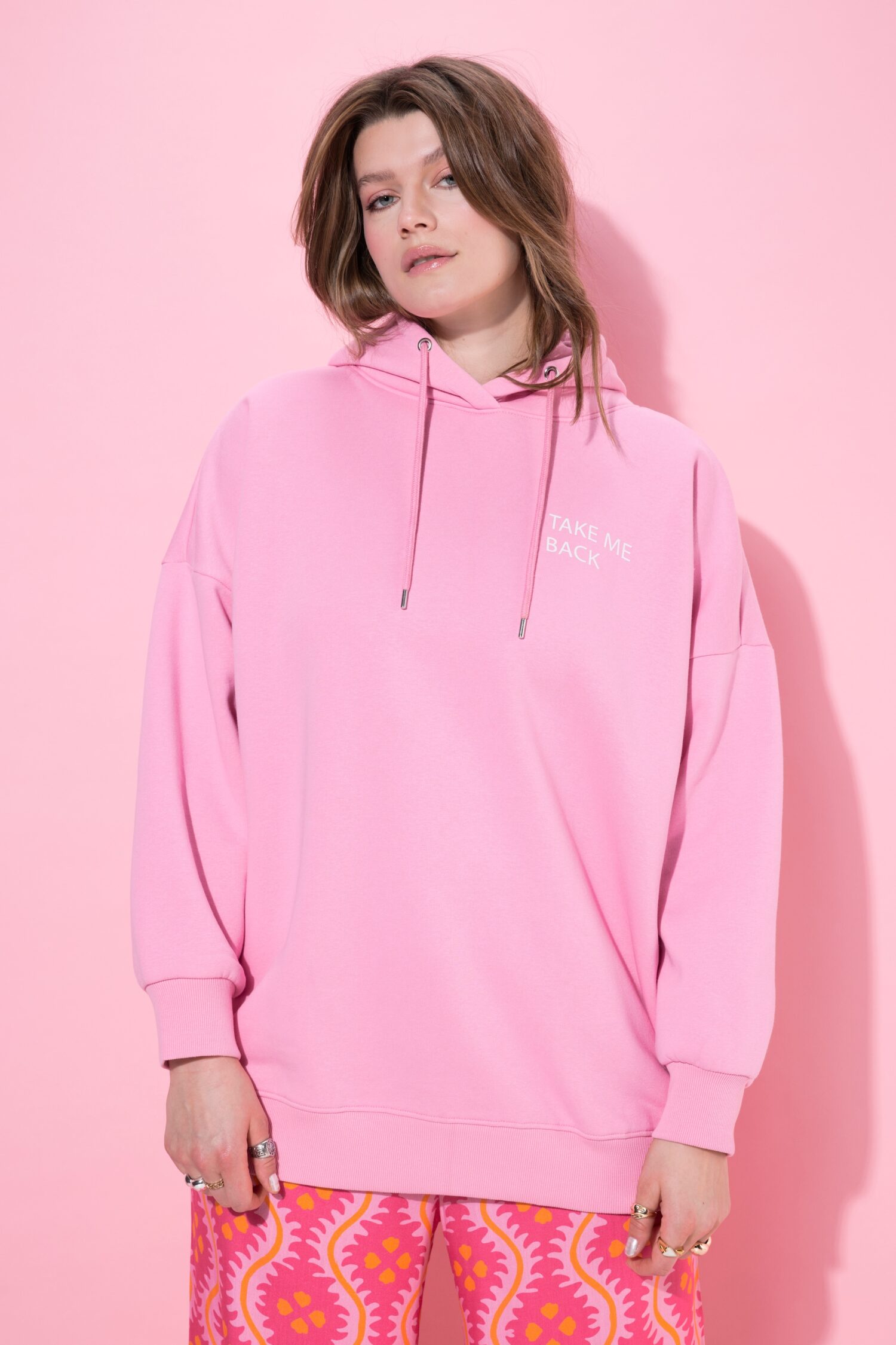 Μπλούζα φούτερ oversized με κουκούλα και σχέδιο