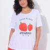 Μπλούζα κοντομάνικη με σχέδιο strawberry και στρας