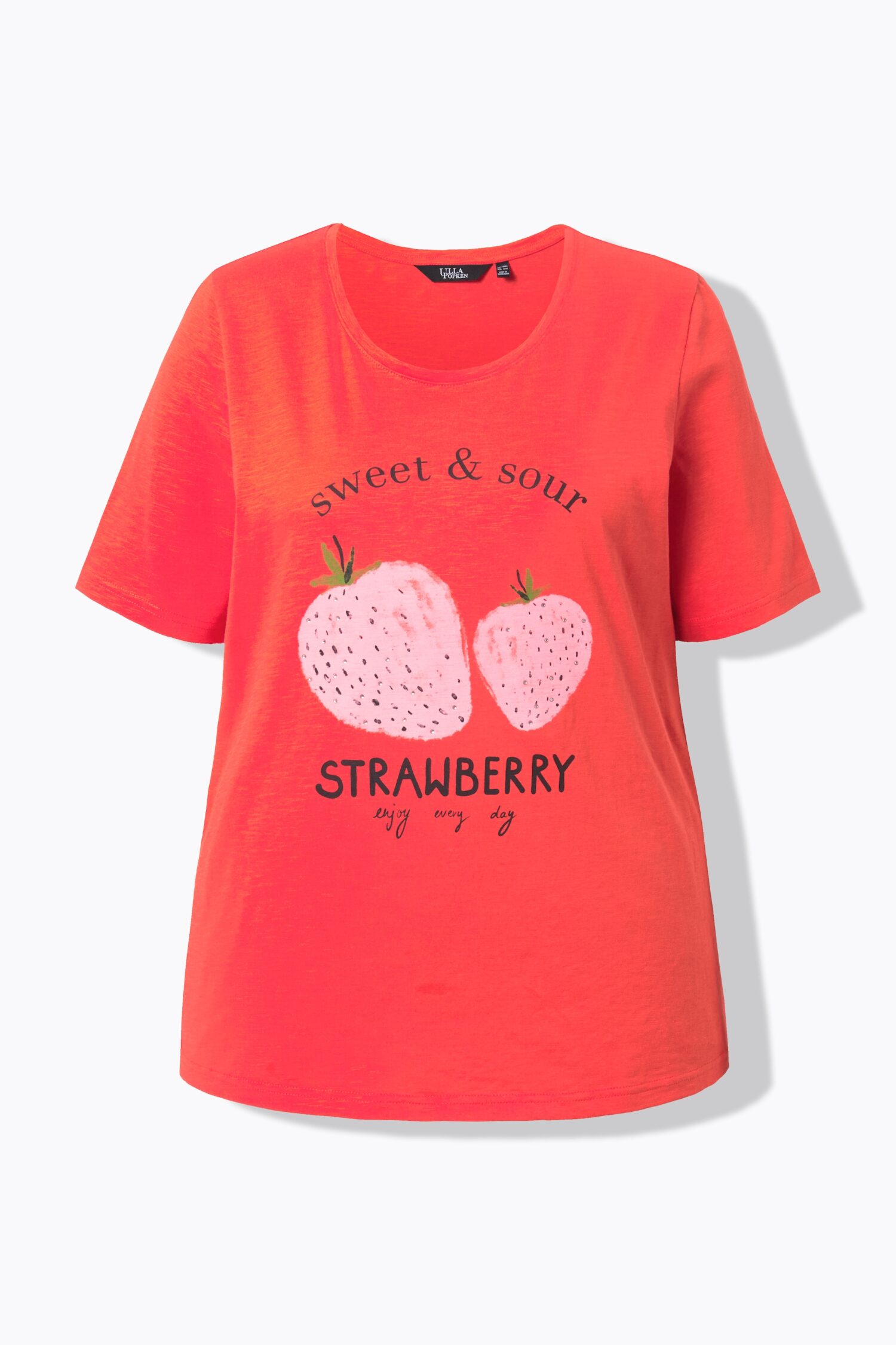 Μπλούζα κοντομάνικη με σχέδιο strawberry και στρας