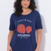 Μπλούζα κοντομάνικη με σχέδιο strawberry και στρας