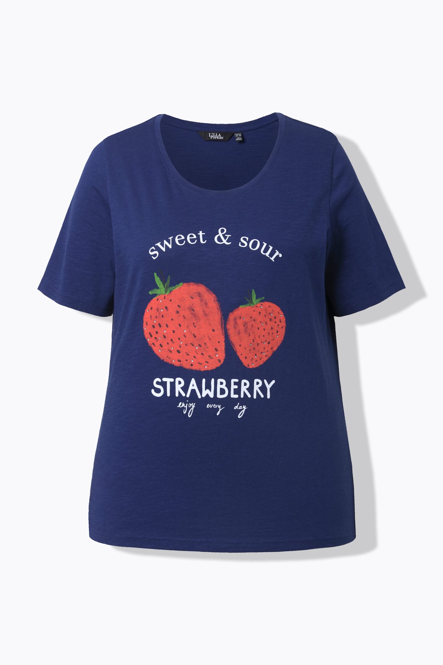 Μπλούζα κοντομάνικη με σχέδιο strawberry και στρας