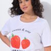 Μπλούζα κοντομάνικη με σχέδιο strawberry και στρας