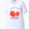 Μπλούζα κοντομάνικη με σχέδιο strawberry και στρας