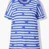 Μπλούζα κοντομάνικη, oversized με ρίγες και πουά μοτίβο