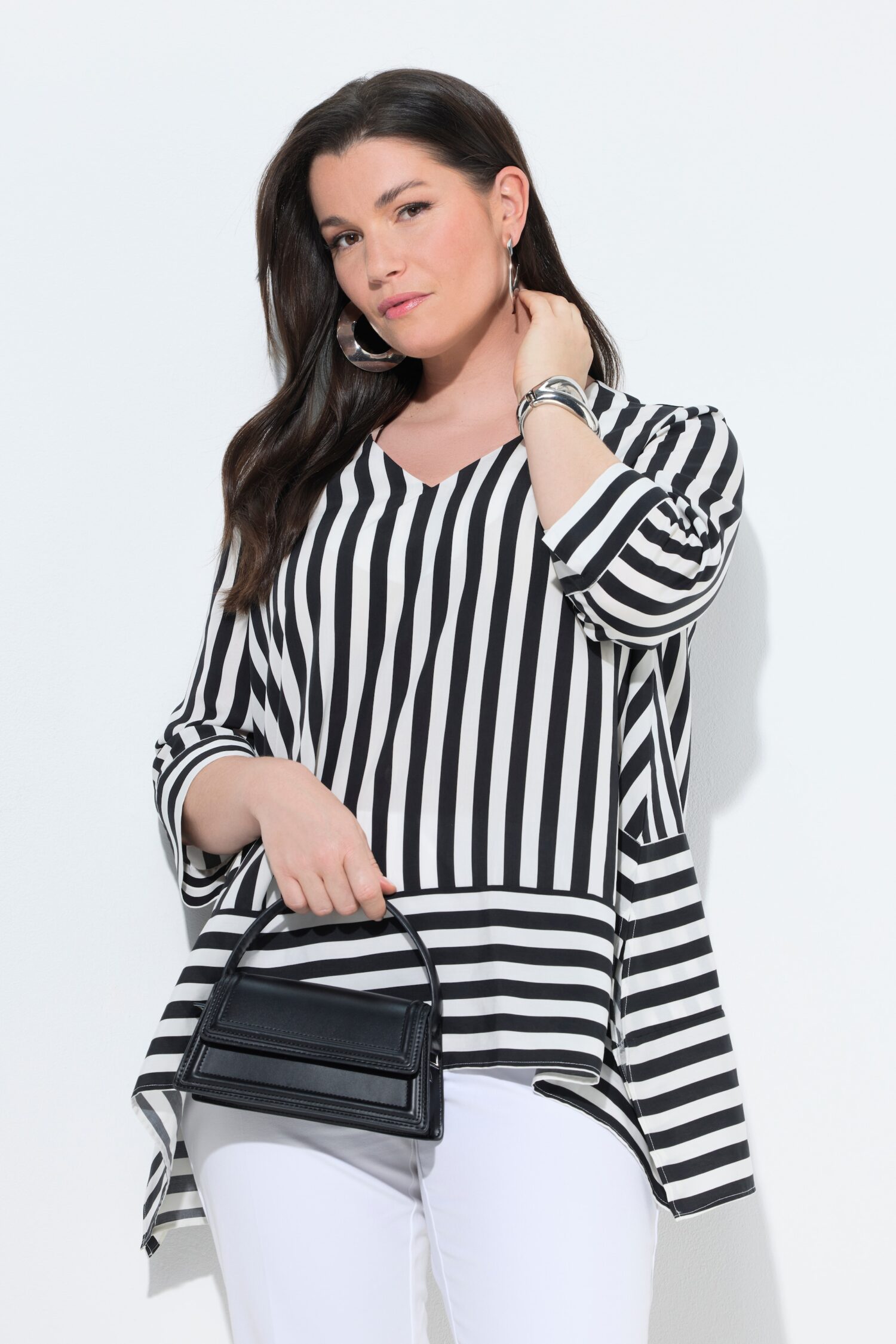 Μπλούζα lyocell, oversized με ρίγες