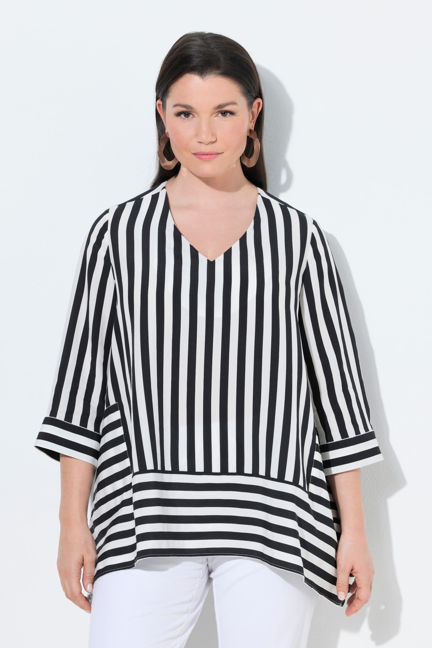 Μπλούζα lyocell, oversized με ρίγες