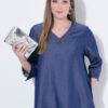 Μπλούζα lyocell σε γραμμή Α και denim όψη