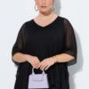 Μπλούζα oversized με λαιμόκοψη V και κέντημα στο τελείωμα