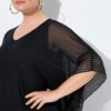 Μπλούζα oversized με λαιμόκοψη V και κέντημα στο τελείωμα