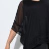 Μπλούζα oversized με λαιμόκοψη V και κέντημα στο τελείωμα