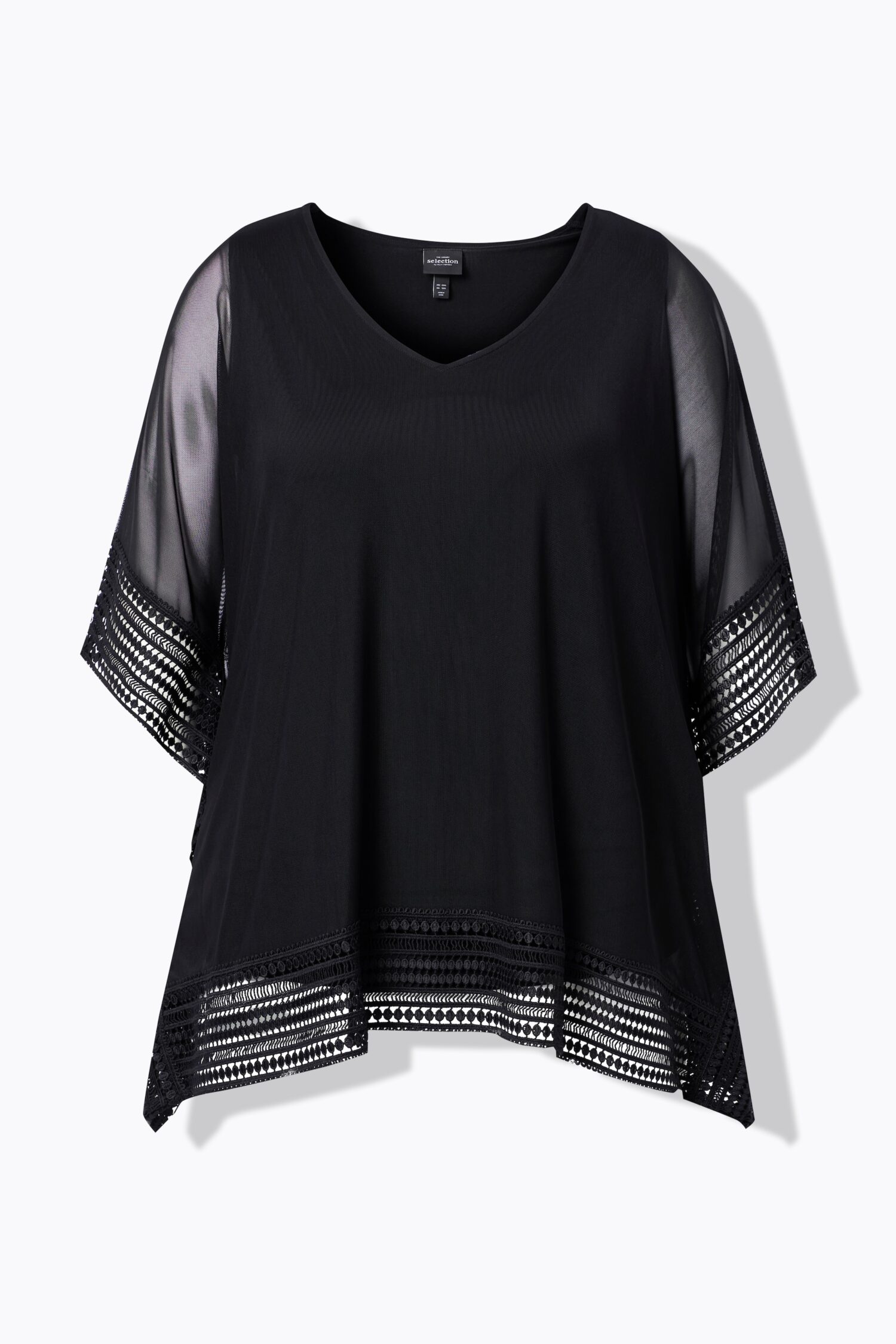 Μπλούζα oversized με λαιμόκοψη V και κέντημα στο τελείωμα