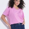 Μπλούζα oversized με κοντά μανίκια και κέντημα στην πλάτη