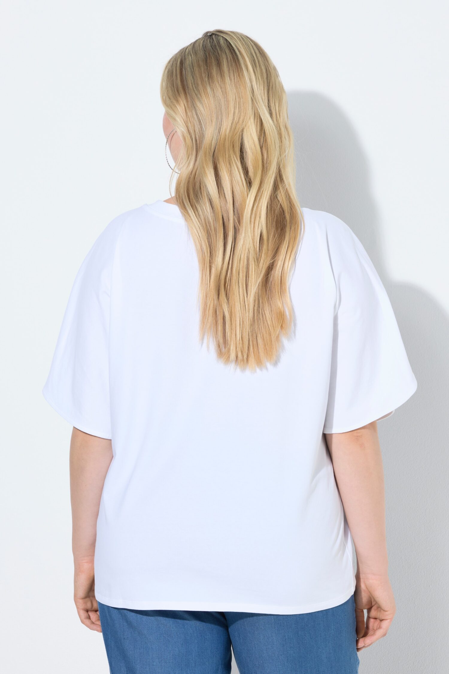 Μπλούζα oversized με κοντά μανίκια και σχέδιο με στρας