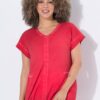 Μπλούζα oversized με λαιμόκοψη V και κοντά μανίκια
