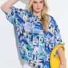 Μπλούζα oversized με μανίκια 3/4 και σχέδιο