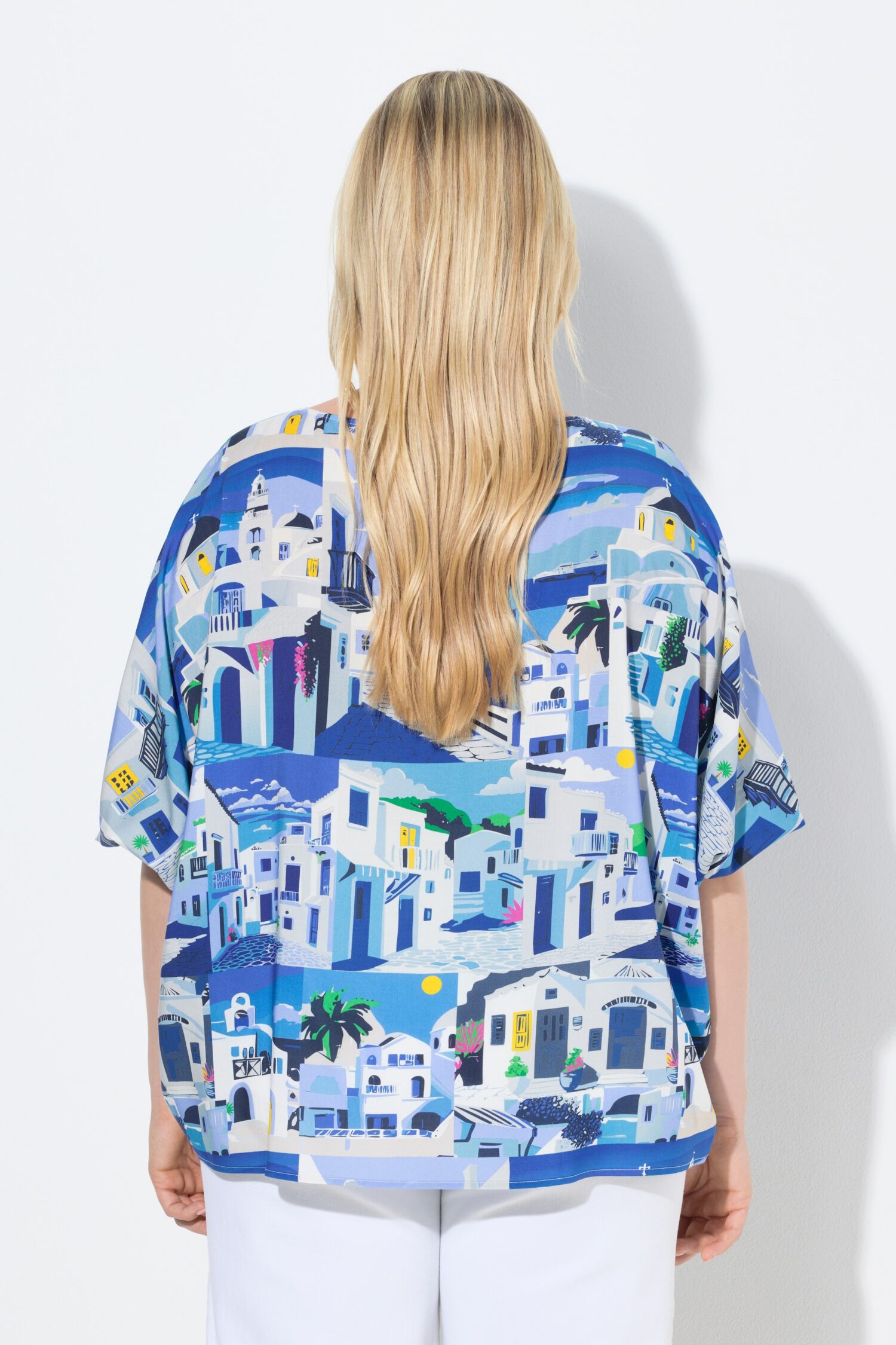 Μπλούζα oversized με μανίκια 3/4 και σχέδιο