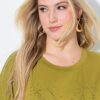 Μπλούζα oversized με στρας και στρογγυλή λαιμόκοψη