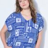 Μπλούζα oversized με tile print και κοντά μανίκια