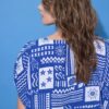 Μπλούζα oversized με tile print και κοντά μανίκια