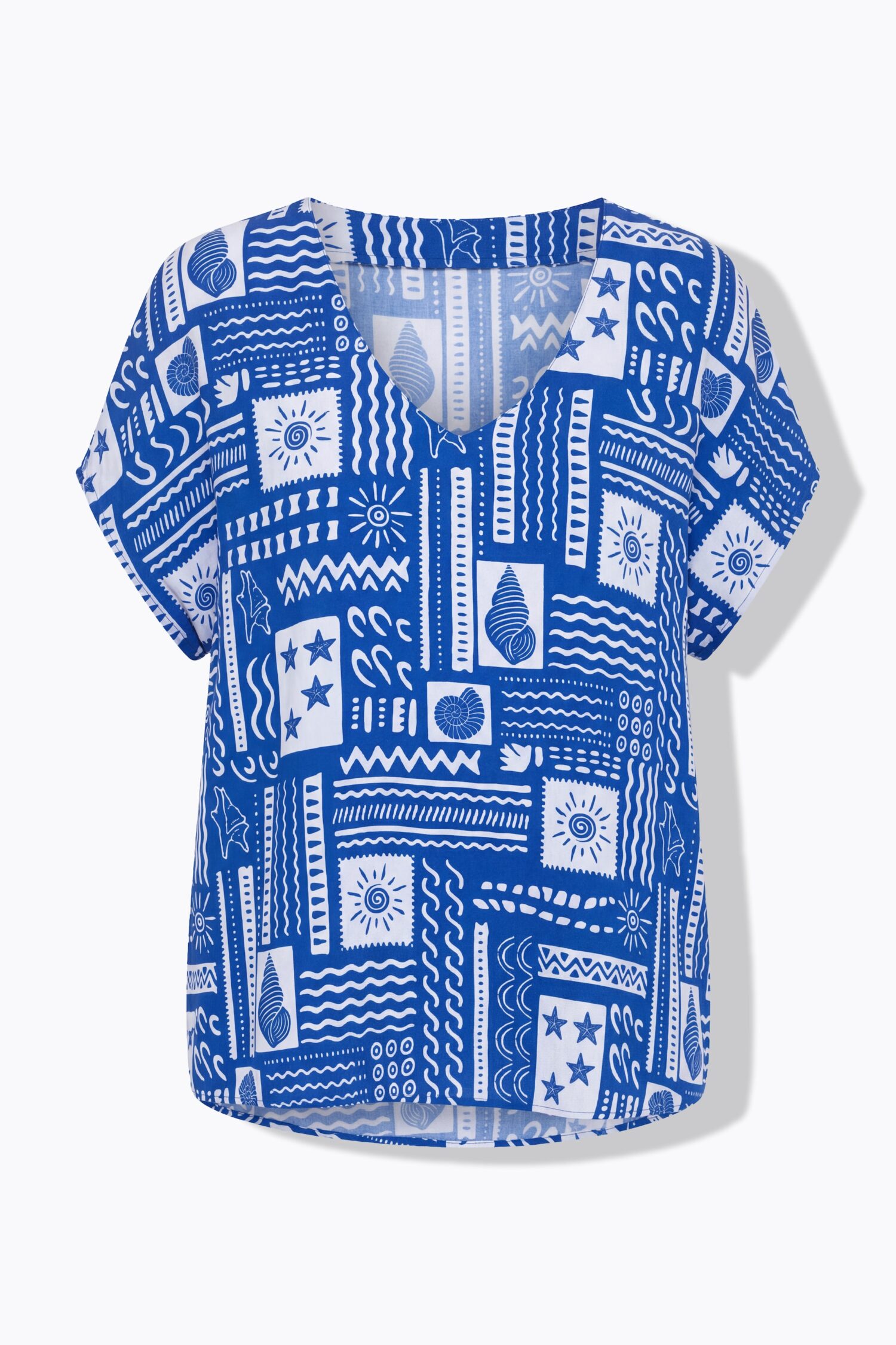 Μπλούζα oversized με tile print και κοντά μανίκια