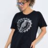 Μπλούζα oversized με τύπωμα και πλαϊνά σκισίματα