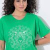 Μπλούζα oversized με τύπωμα και πλαϊνά σκισίματα
