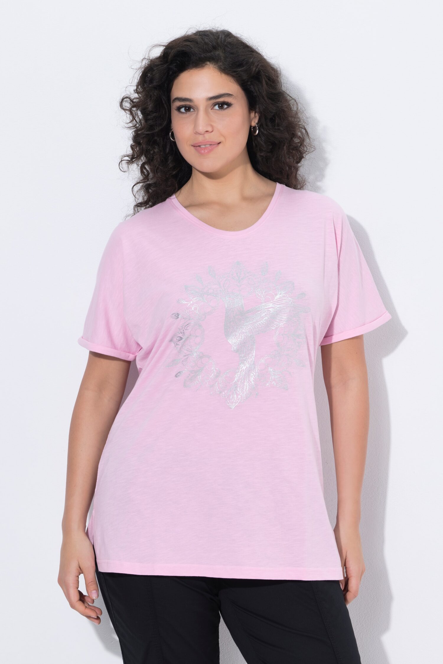 Μπλούζα oversized με τύπωμα και πλαϊνά σκισίματα