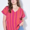 Μπλούζα oversized με υφαντό ζακάρ μοτίβο