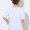 Μπλούζα oversized μρε τύπωμα "Bonjour" και κοντά μανίκια