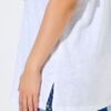 Μπλούζα oversized μρε τύπωμα "Bonjour" και κοντά μανίκια