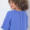 Μπλούζα oversized σε γραμμή Α με πιέτες και κοντά μανίκια