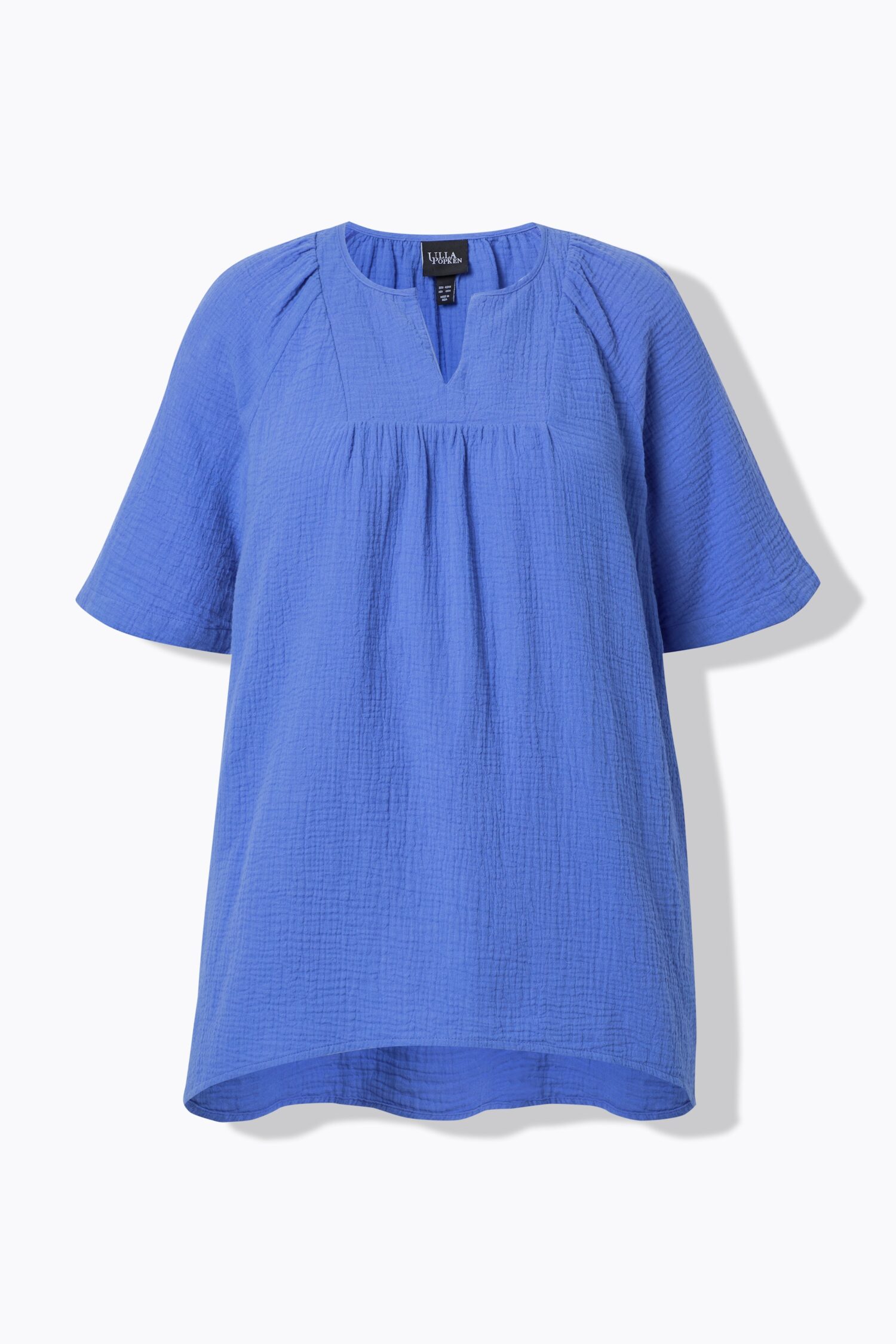 Μπλούζα oversized σε γραμμή Α με πιέτες και κοντά μανίκια