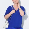 Μπλούζα πλεκτή κοντομάνικη με ελαστικό τελείωμα