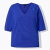Μπλούζα πλεκτή κοντομάνικη με ελαστικό τελείωμα