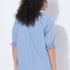 Μπλούζα σε denim look με λαιμόκοψη τουνίκ και κοντά μανίκια