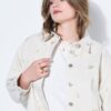 Μπουφάν τζιν oversized με κέντημα και χαμηλούς ώμους