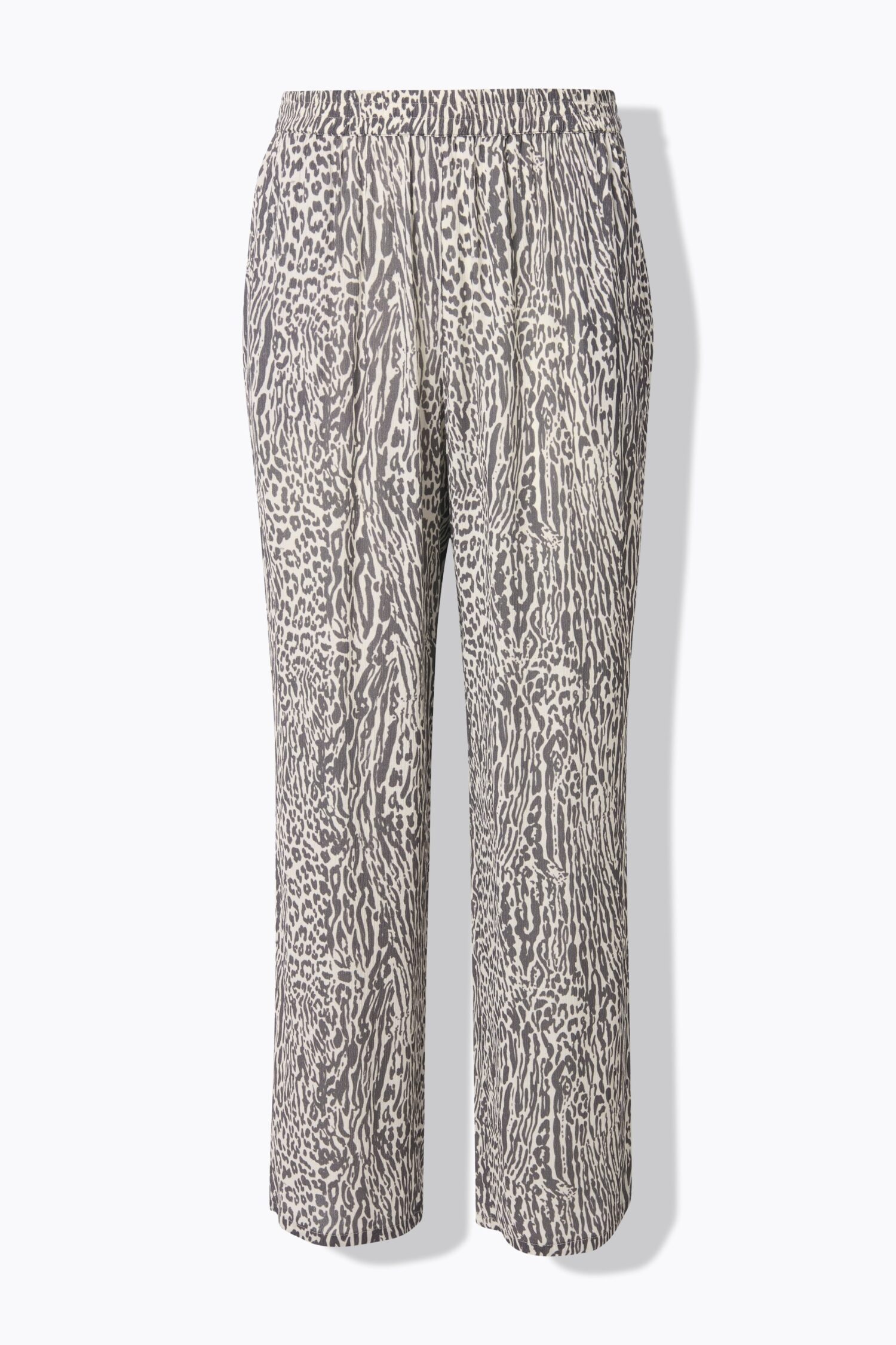 Παντελόνα με ελαστική μέση, τσέπες και animal print