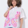 Πουκάμισο κοντομάνικο oversized με κέντημα
