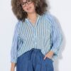 Πουκάμισο ριγέ, oversized με φαρδιά μανίκια 3/4