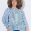 Πουκάμισο ριγέ, oversized με φαρδιά μανίκια 3/4