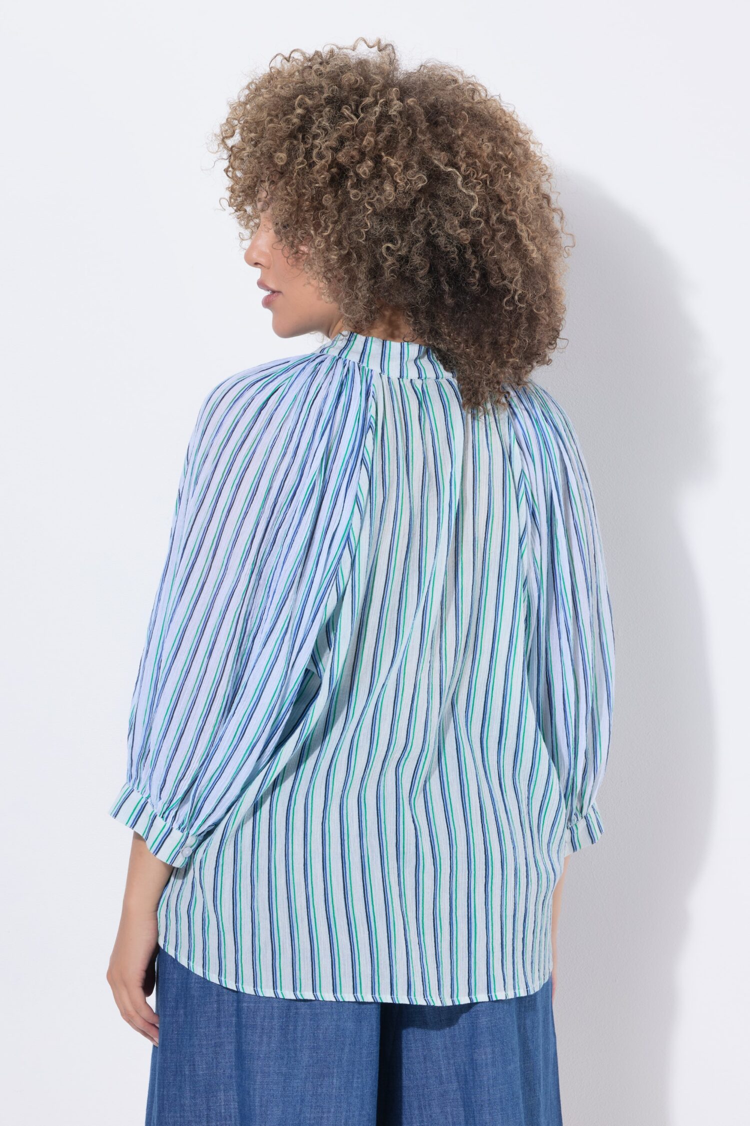 Πουκάμισο ριγέ, oversized με φαρδιά μανίκια 3/4