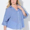 Πουκάμισο ριγέ, oversized με μανίκια 3/4