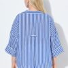 Πουκάμισο ριγέ, oversized με μανίκια 3/4