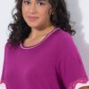 Πυτζάμες σετ με δαντέλα και στρογγυλή λαιμόκοψη