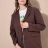 Σακάκι oversized με λεοπάρ επένδυση