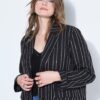 Σακάκι oversized με ρίγες και παγιέτες